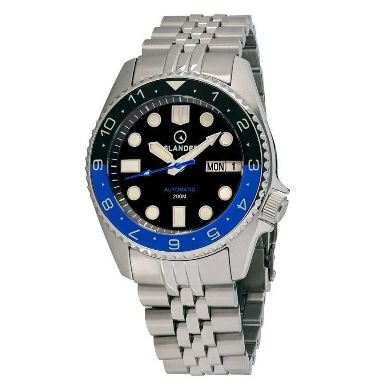 Islander 38mm Automatic "Batman" Dual Time Dive Watch #ISL-150
