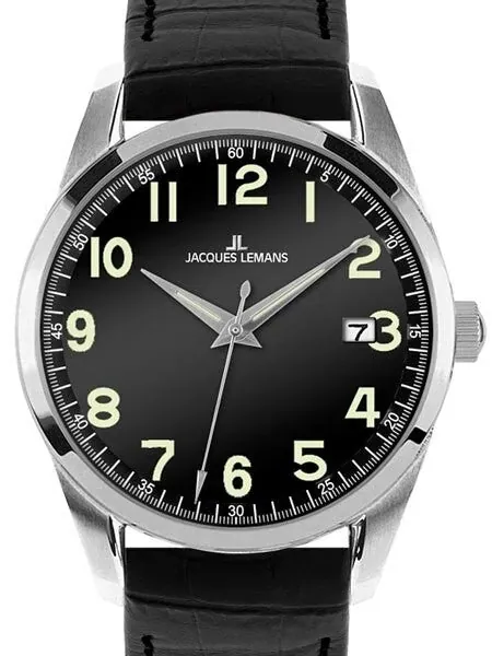 Jacques Lemans 39mm Liverpool Quartz Dress Watch with a Black Dial #1-1769A
