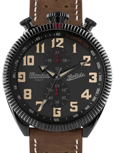 Mondia Vintage-Style Quartz Chronograph Watch, 24-Hour Sub-Dial #MI782BK-01BK-CP