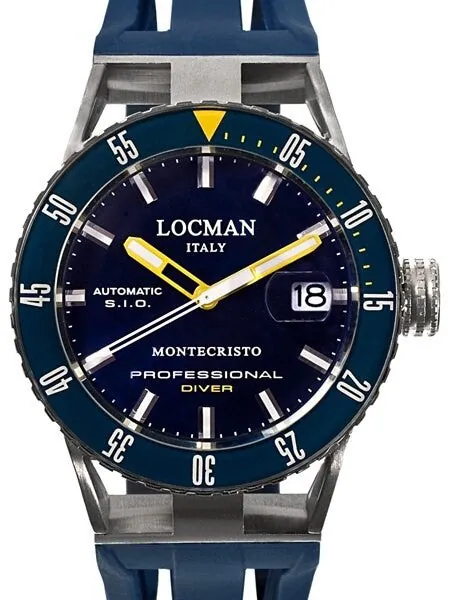 Locman Montecristo 200 Meter Automatic Dive Watch with 44mm Stainless Steel and Titanium Case #513BLYLBL