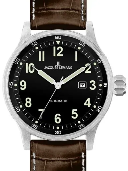 Jacques Lemans 48mm Porto Automatic Watch with a Black Dial #1-1723A