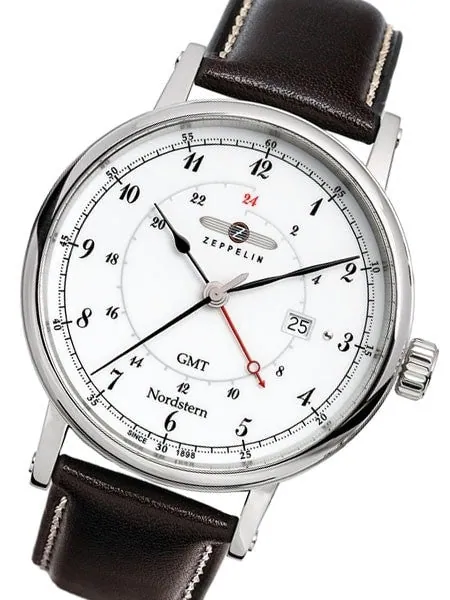 Scratch and Dent - Graf Zeppelin Nordstern Series Swiss Quartz GMT Watch with Coin-Edge Case #7546-1