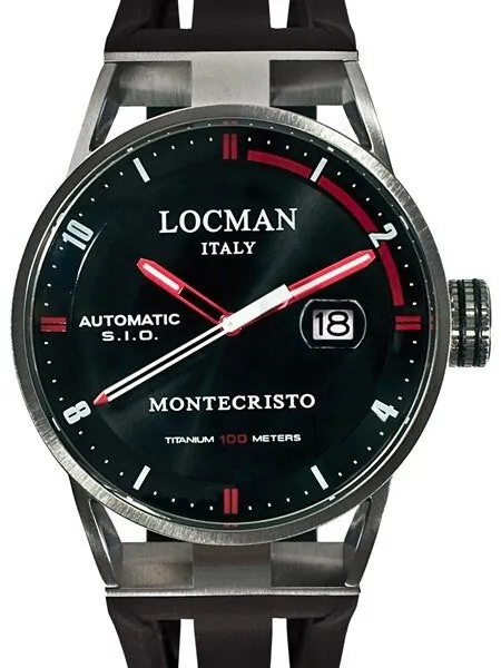 Locman Montecristo 100 Meter Automatic Watch with 44mm Stainless Steel and Titanium Case #511BKRDBK