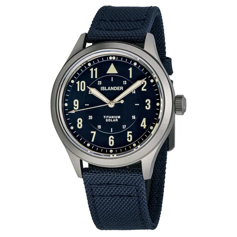 Islander Babylon HV1000 Titanium Solar Field Watch with Blue Dial #ISL-334