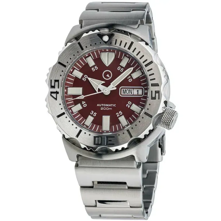 Islander Red Dial Automatic Dive Watch with AR Double Dome Sapphire Crystal, and 120-click Bezel #ISL-59