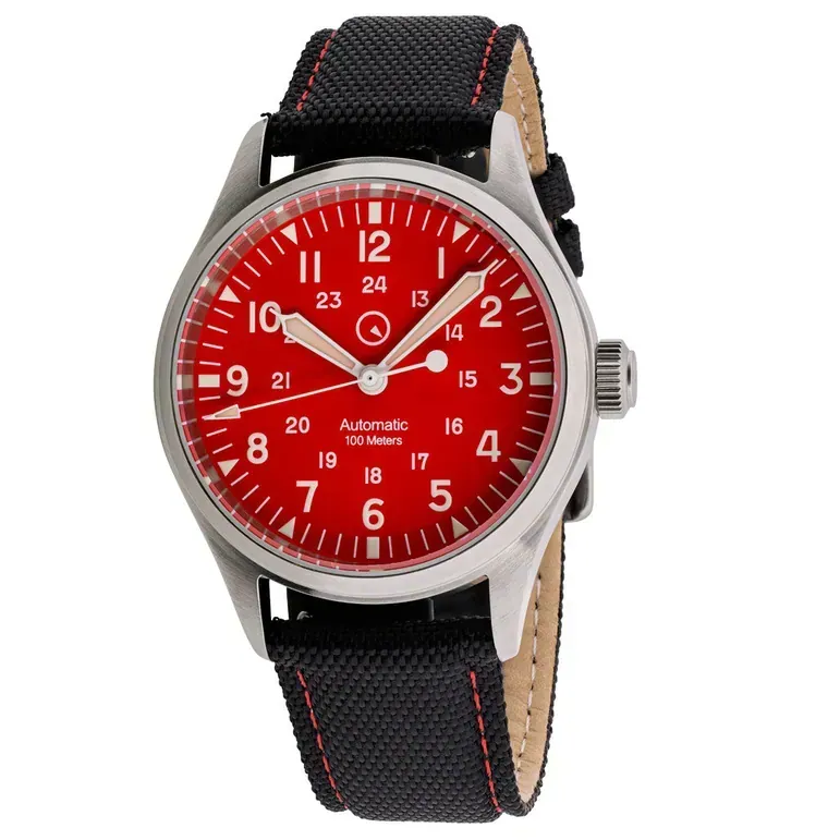 Islander Mitchel Automatic Field Watch with Red Dial #ISL-128