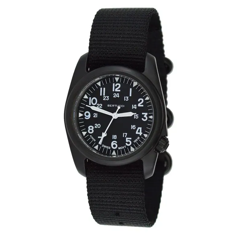Bertucci A-2S Vintage Black with Swiss Movement and Black Dial #11509