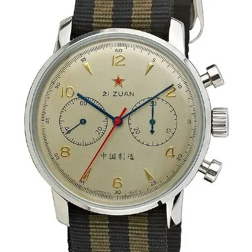 Scratch and Dent - Seagull 1963 Hand Wind Mechanical Chronograph with Goldtone Dial #6488-2901C 9