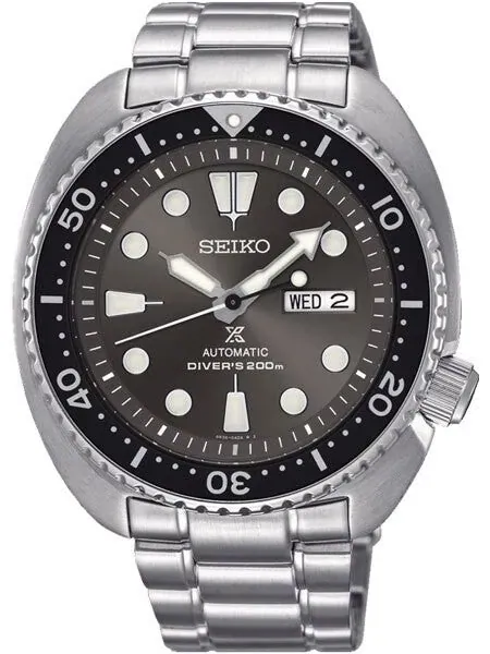 Seiko Turtle Prospex Automatic Dive Watch with Radiant Grey Dial and Stainless Steel Bracelet #SRPC23J1