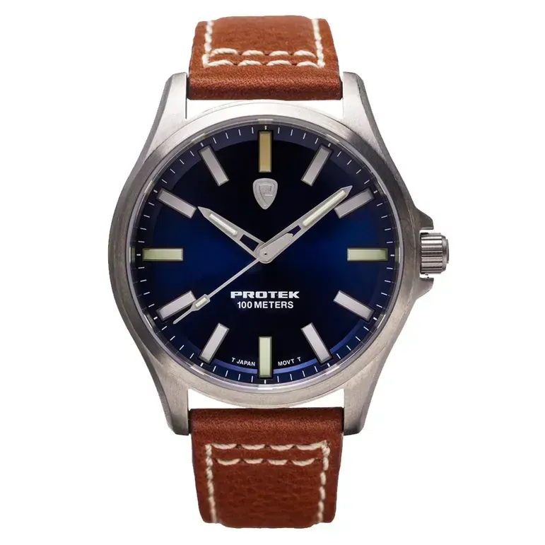 Protek Titanium Field Watch 3000 Series with Tritium T100 Tubes and Blue Dial #PT3003