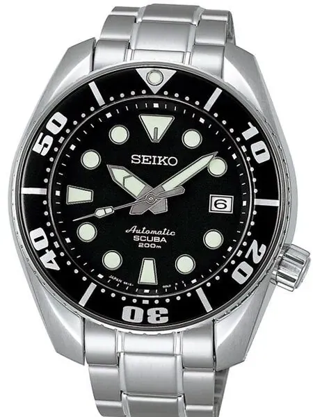 Seiko Sumo Prospex Automatic Dive Watch with Black Dial and Stainless Steel Bracelet #SBDC001