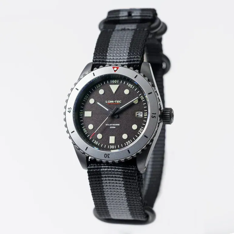 Lum-Tec Solar Powered Military Watch with 39mm Titanium Carbide Bead Blasted Case #SM-2