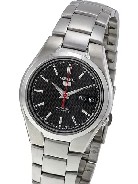 Scratch and Dent - Seiko 5 Automatic Black Dial Watch with Stainless Steel Bracelet #SNK607