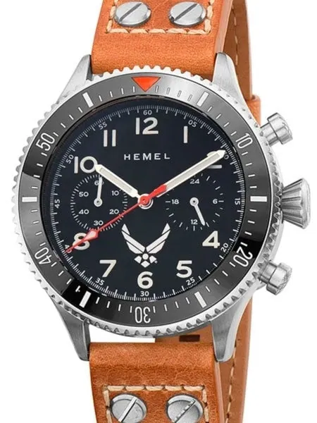 HEMEL Mecaquartz Chronograph Watch with 60-Minute Ceramic Bezel and Sapphire Crystal #HFUSAF1E