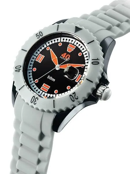 40Nine Black Plastic 40mm Case with Grey Silicone Rubber Strap #40NINE03-GREY20