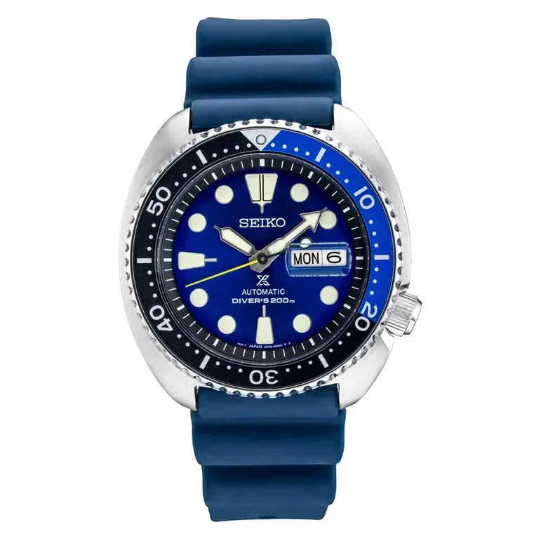 Seiko Turtle Prospex Automatic Dive Watch with Blue Dial and Silicone Strap #SRPD43