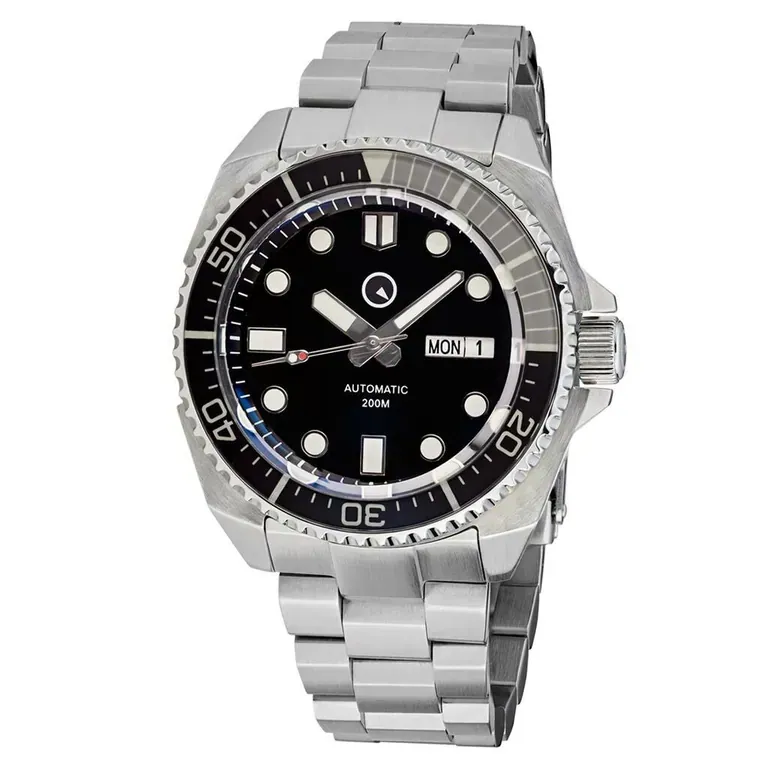 Islander Black Dial Automatic Dive Watch with AR Double-Dome Sapphire Crystal, and Luminous Sapphire Bezel Insert #ISL-65