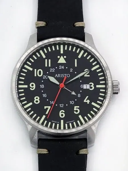 Aristo 3H80GMT 42mm Quartz Dual-Time GMT Pilot's Watch