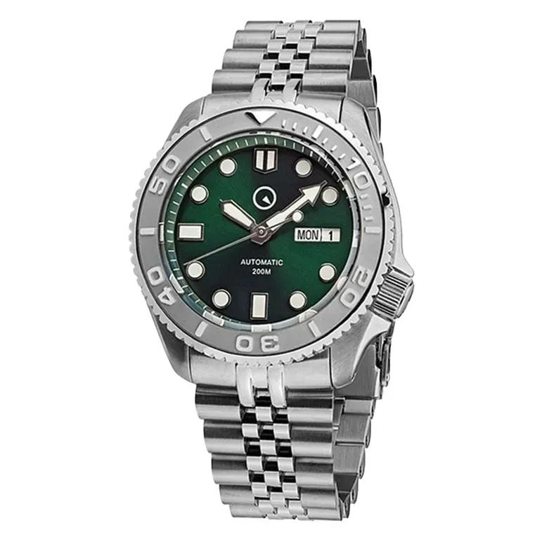 Islander Sunburst Green Dial Dive Watch with Embossed Ceramic Bezel Insert #ISL-44