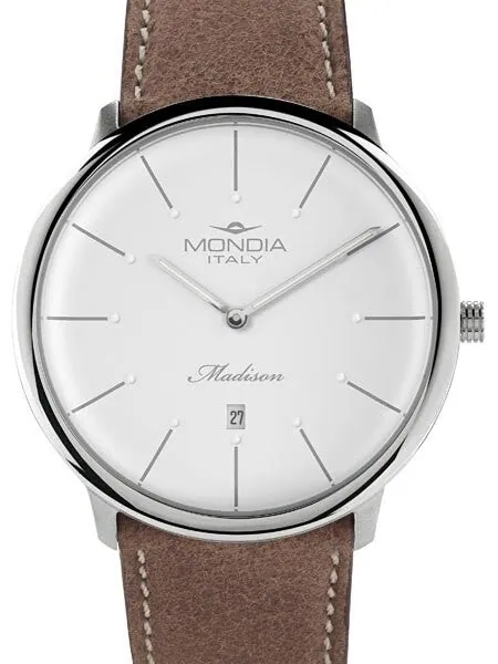 Mondia Madison Thin Quartz Dress Watch with White Dial #MI752SS-01SL-CP