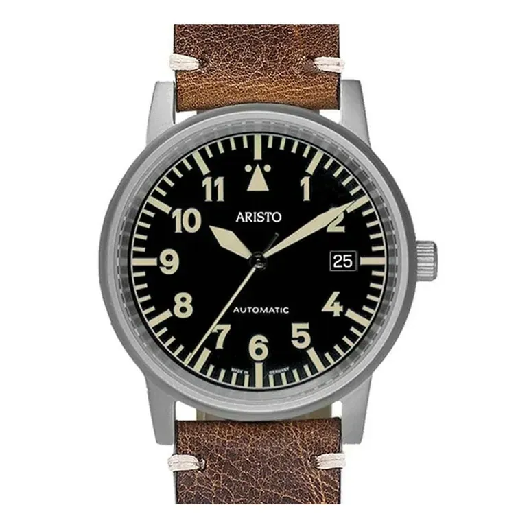 Aristo 38.5mm Swiss Automatic Vintage Aviator Watch with Sapphire Crystal #5H100