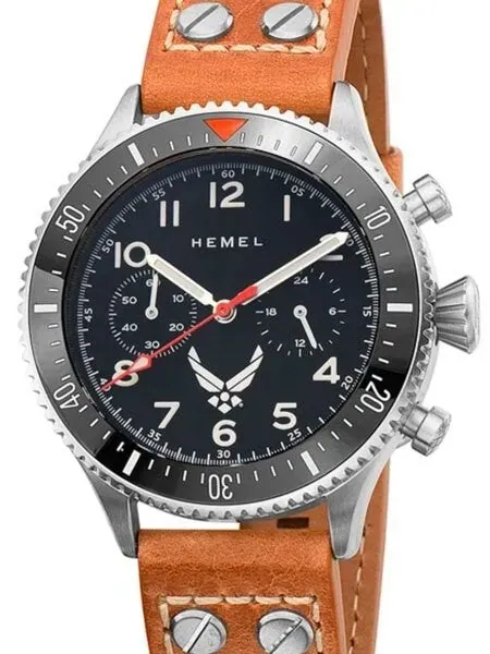 HEMEL Mecaquartz Chronograph Watch with 60-Minute Ceramic Bezel and Sapphire Crystal #HFUSAF1D