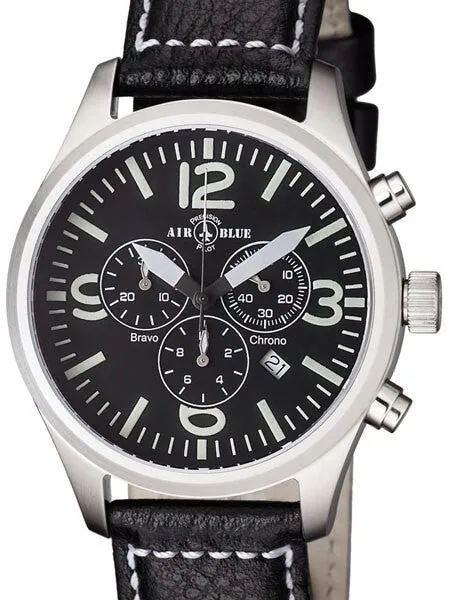 Air Blue Bravo Chronograph Pilot Watch with 44mm Case, Sapphire Crystal #BRAVOCHRONOSS
