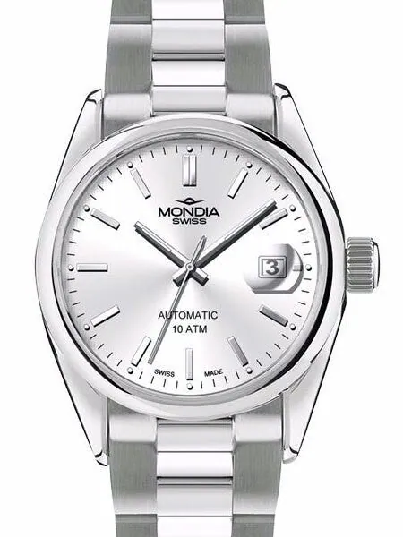 Mondia Swiss Automatic Watch with Radiant Silver Dial #MS-212-SS-01SL-OCM