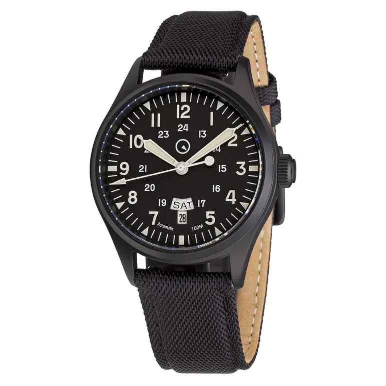 Islander Mitchel "DAY-T" Automatic DLC Field Watch with Black Dial #ISL-187