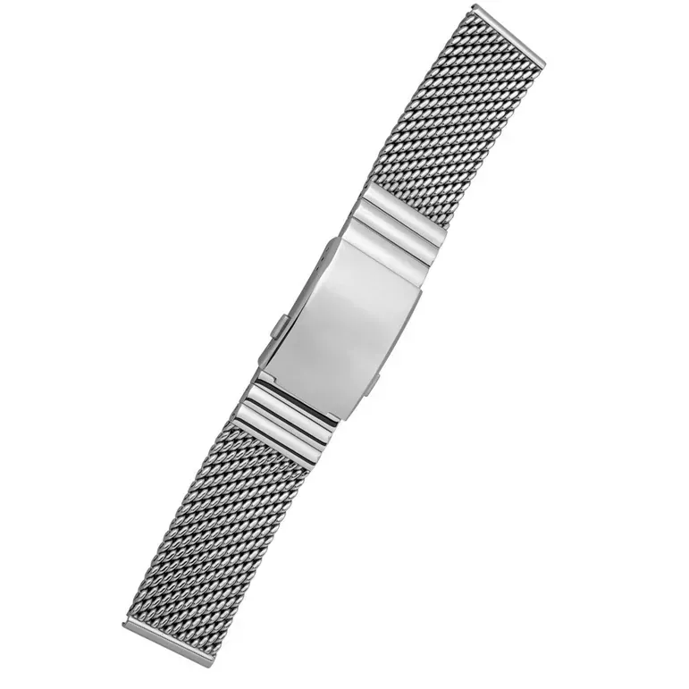 STAIB Polished Finish Heavy Mesh Bracelet with Diver Extension Buckle (22mm) #202124