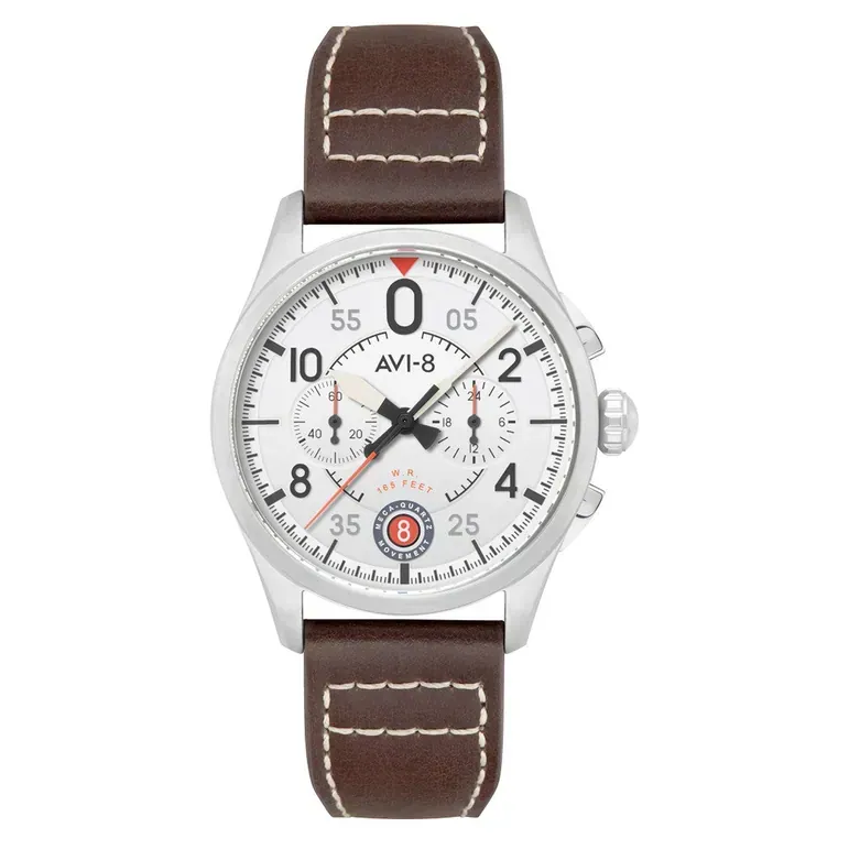 AVI-8 Spitfire Lock Chronograph with Aircraft White Dial #AV-4089-05