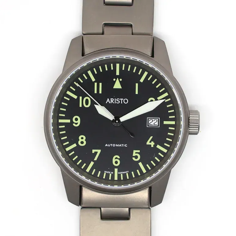 Aristo 40mm Titanium Swiss Automatic Aviator Watch #5H101TIBI