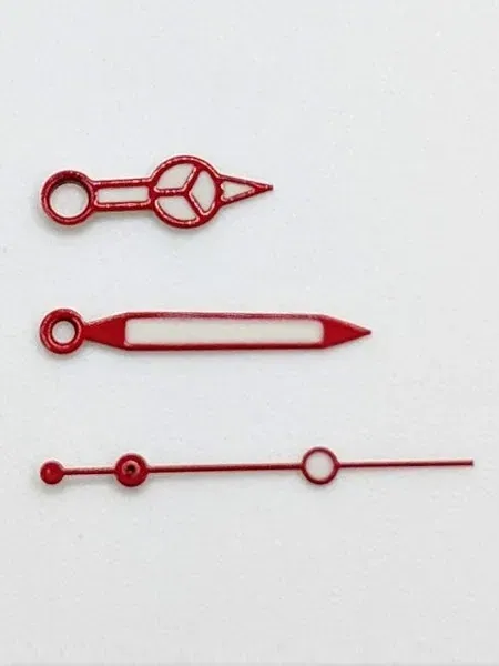 Red Mercedes Style Luminous Watch Hands For Seiko SKX007, SKX009, SKX011, SKX173, etc. Watches #H01-04