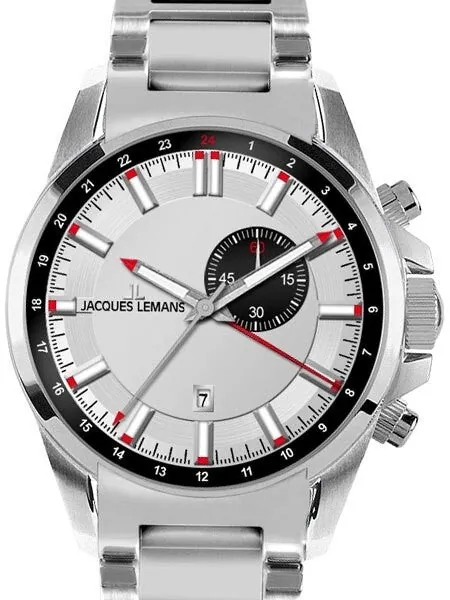 Jacques Lemans Liverpool Quartz GMT Watch with Alarm Funciton #1-1653E