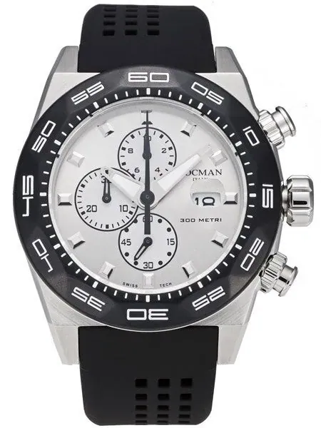 Locman Stealth 300 Meter Quartz Chronograph Watch with 46mm Case #217WHSTBKR
