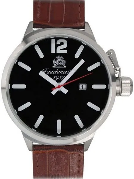 Tauchmeister XXL 58mm Black Dial Military Watch with Crown Protector #T0291