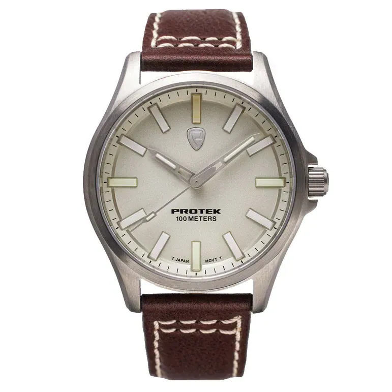 Protek Titanium Field Watch 3000 Series with Tritium T100 Tubes and Ivory Dial #PT3004