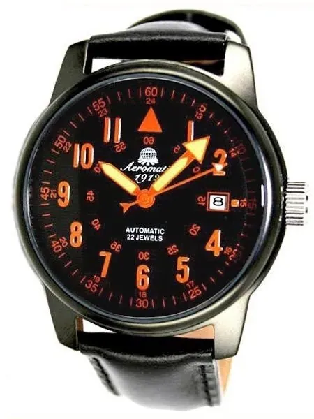 SCRATCH AND DENT - Aeromatic 1912 Aviator's Automatic Watch with Black PVD Steel Case #A1329-SND