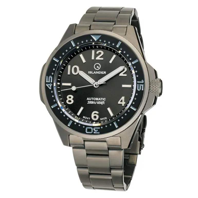 Islander Roslyn Gun Metal Dive Watch with Black Dial #ISL-168