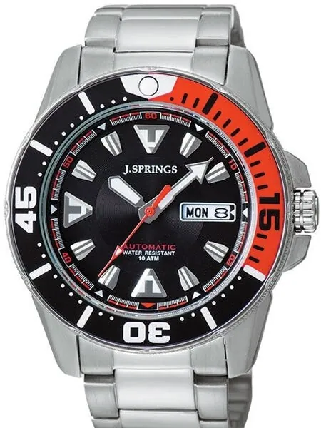 J. Springs Automatic 21-Jewel Sport Dive Watch with Day and Date, Black Dial #BEB077