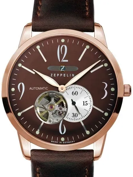 Graf Zeppelin Flatline Automatic Open-Heart Watch with Small Seconds #7362-5