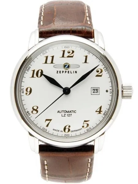 Scratch and Dent - Graf Zeppelin Automatic, Date Watch with Gold Tone Applied Numbers #7656-1 2