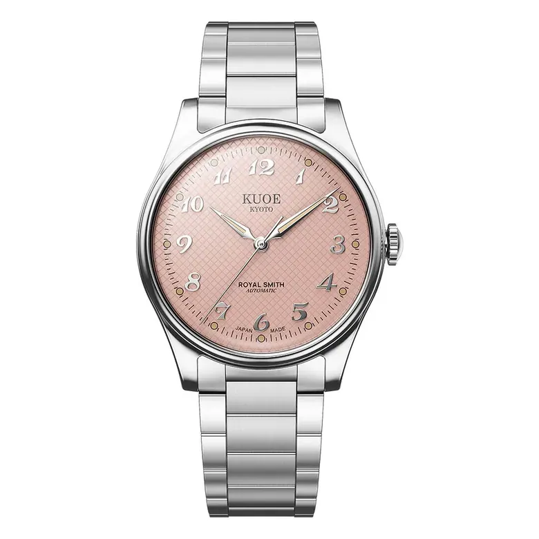 KUOE Royal Smith 90-006 Pink Dial Watch with Breguet Numerals #RS90006BG-SV-PK