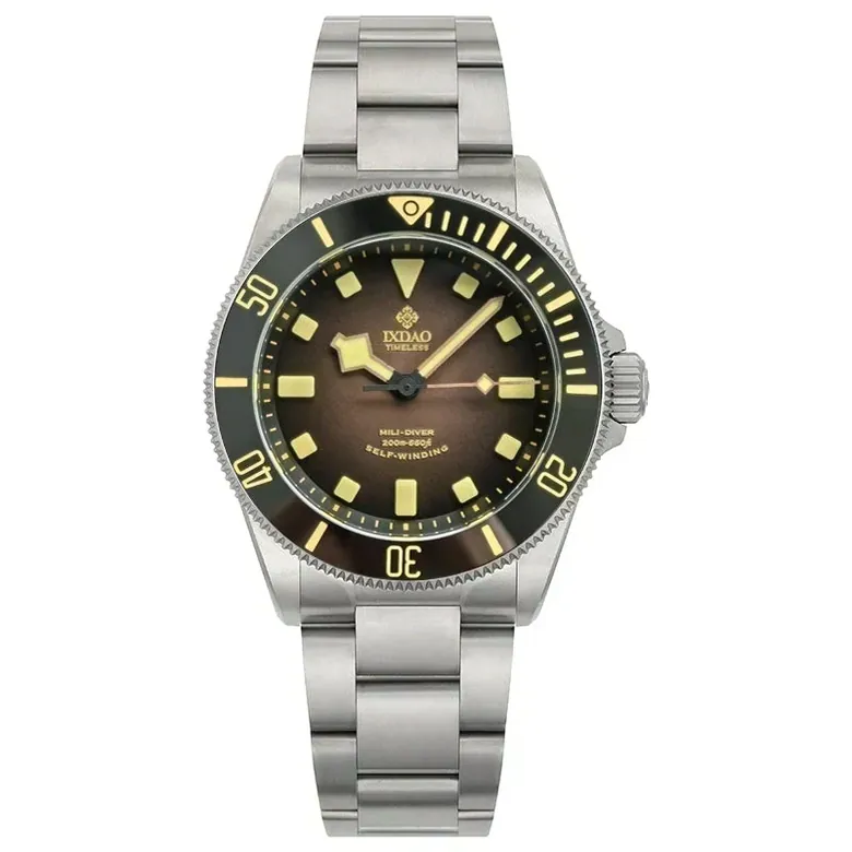 IXDAO Titanium 39mm Automatic Dive Watch-Gradient brown dial