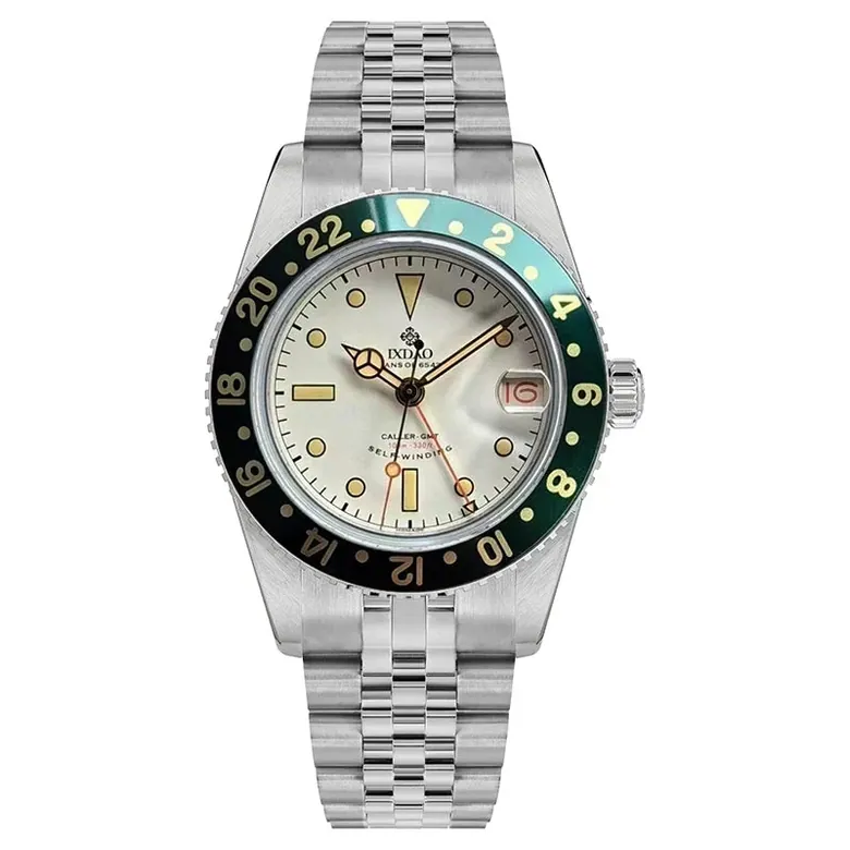 IXDAO 6542 Vintage 38MM NH34 GMT 904L Automatic Dive Watch White Dial