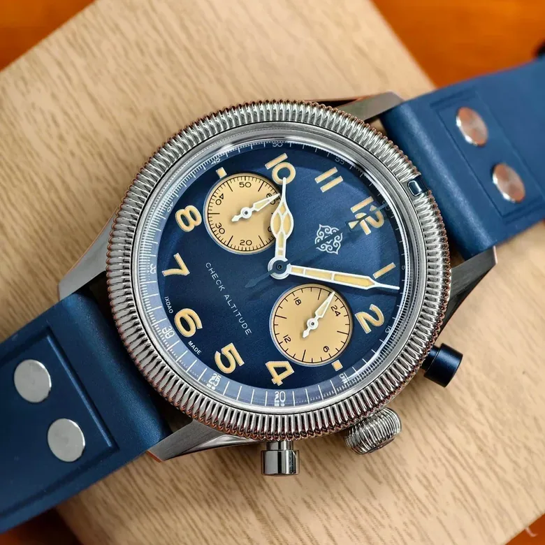 ★Early Bird★IXDAO 39mm VK64 Pilot Chronograph Watch Blue Dial