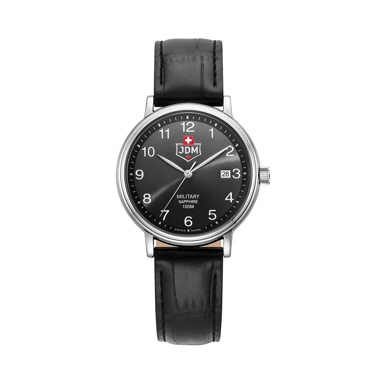 Kilo II 40mm 3 hand - date Quartz Black Sunray Dial silver Tone Stainless Steel Sapphire Glass Swiss Made Men Watch