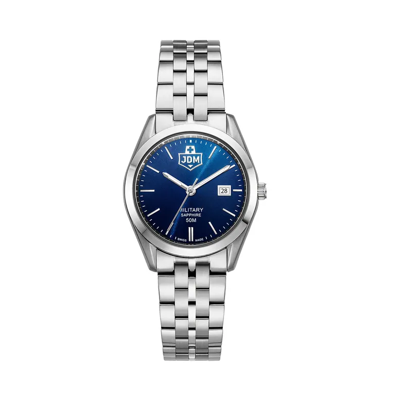 Interlaken Ladies 31mm 3 hand - date Quartz Blue Sunray Dial silver Tone Stainless Steel Sapphire Glass Swiss Made Women Watch
