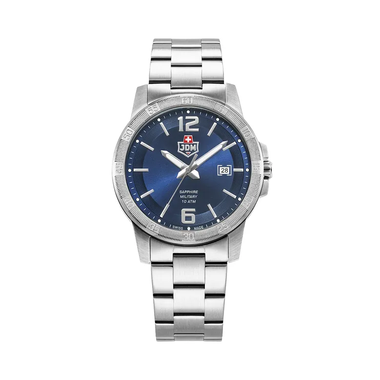 Oscar 42mm 3 hand - date Quartz Blue Sunray Dial silver Tone Stainless Steel Sapphire Glass Swiss Made Men Watch