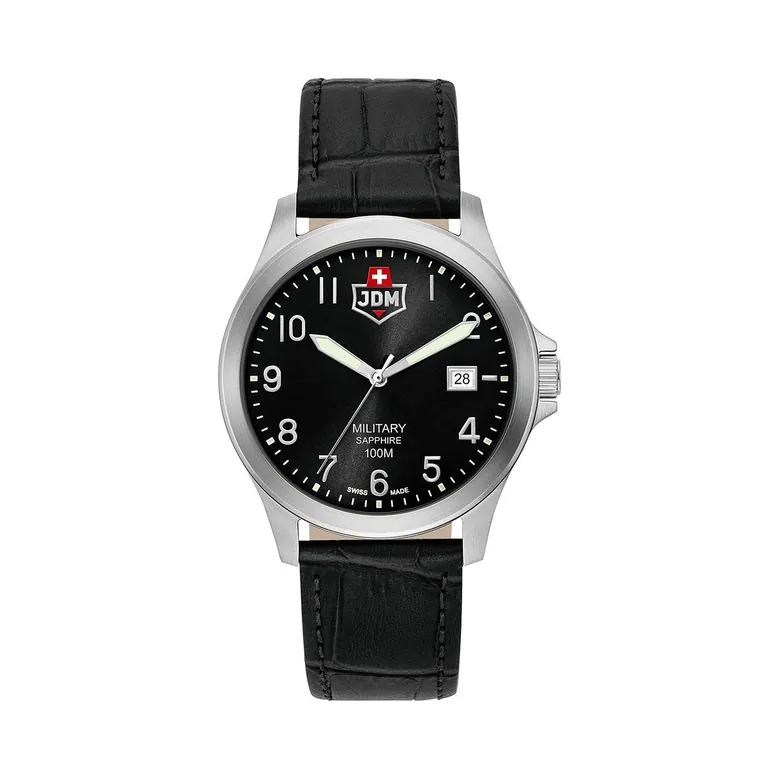 Alpha I 40mm 3 hand - date Quartz black Dial silver Tone Stainless Steel Sapphire Glass Swiss Made Men Watch
